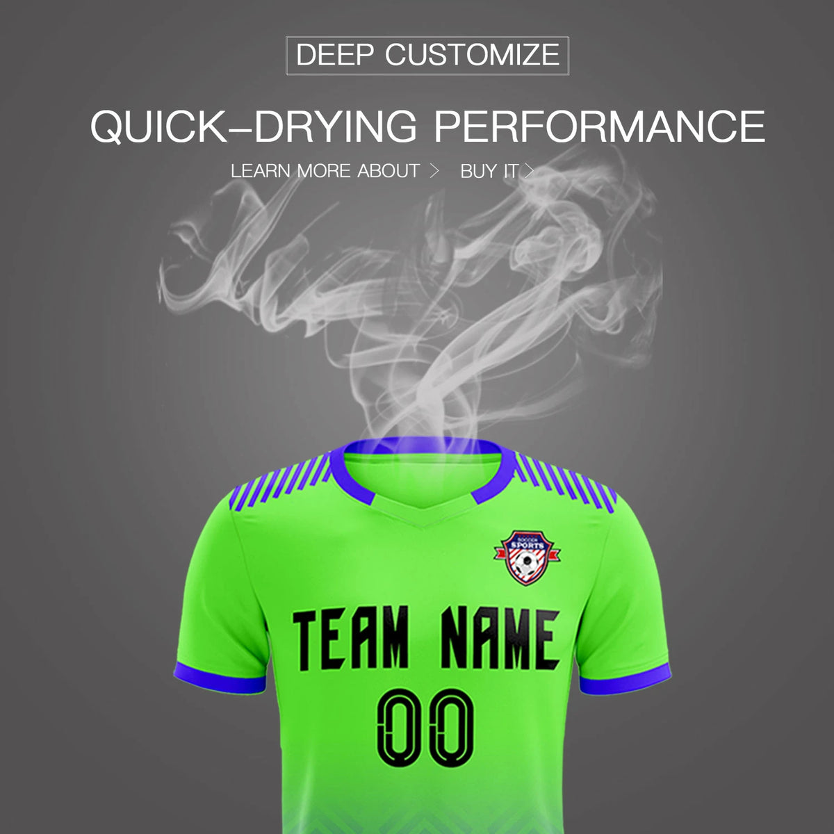 Custom Neon Green Royal Blue Printing Sportswear Soccer Sets Jersey