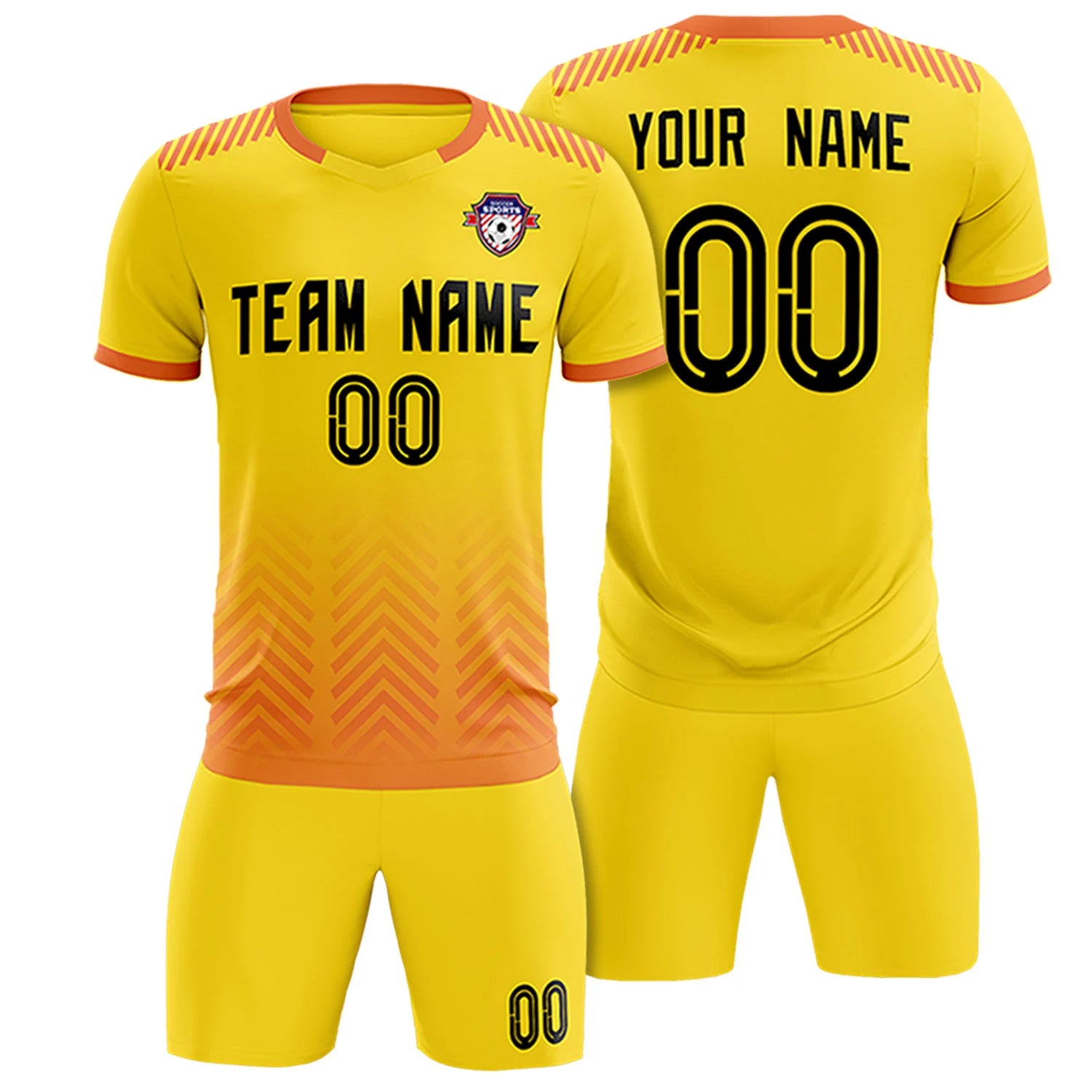 Custom Gold01 Orange Printing Sportswear Soccer Sets Jersey