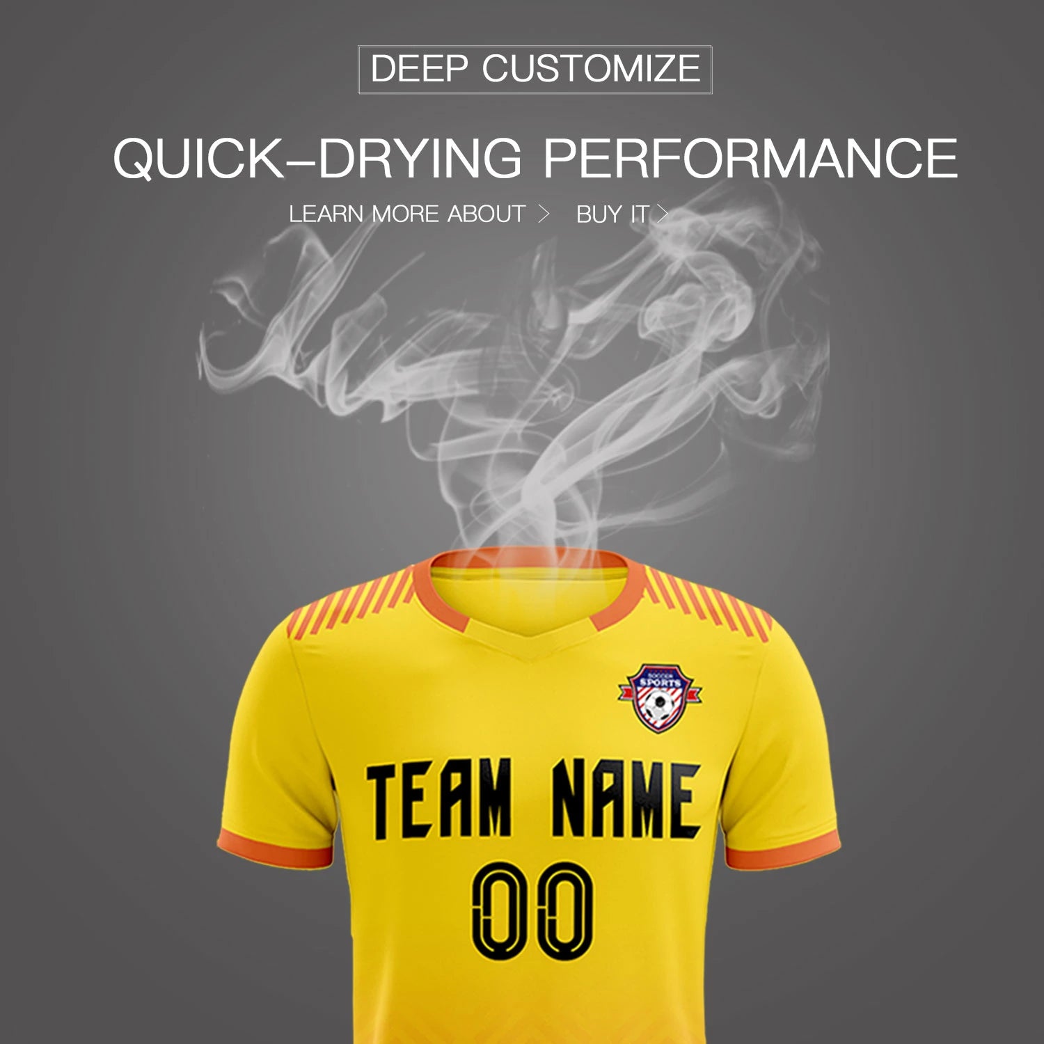 Custom Gold01 Orange Printing Sportswear Soccer Sets Jersey