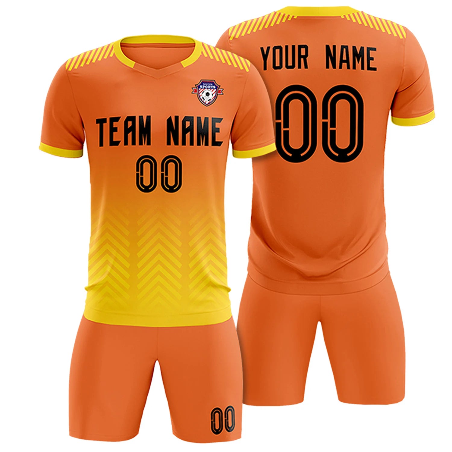 Custom Orange Gold01 Printing Sportswear Soccer Sets Jersey