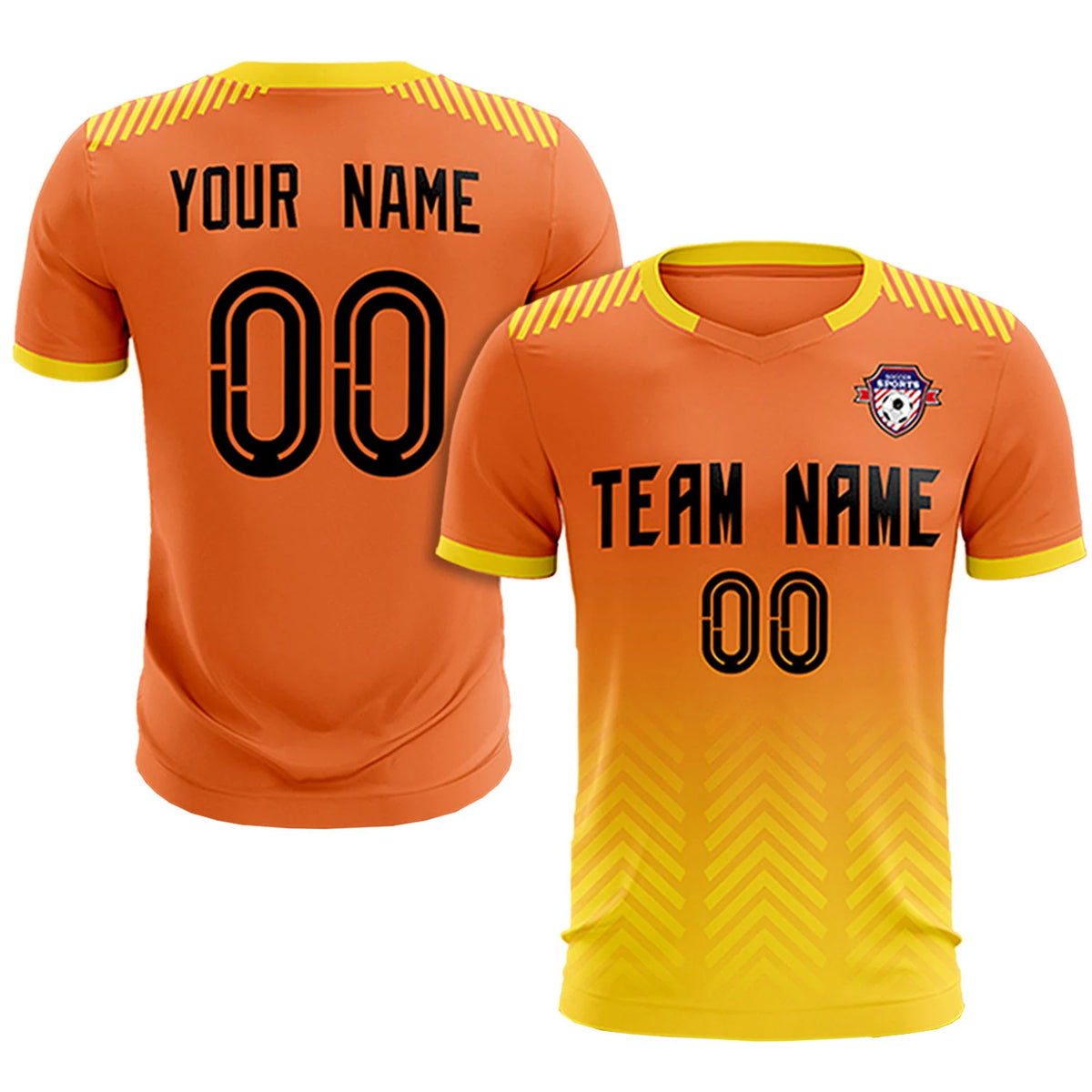 Custom Orange Gold01 Printing Sportswear Soccer Sets Jersey