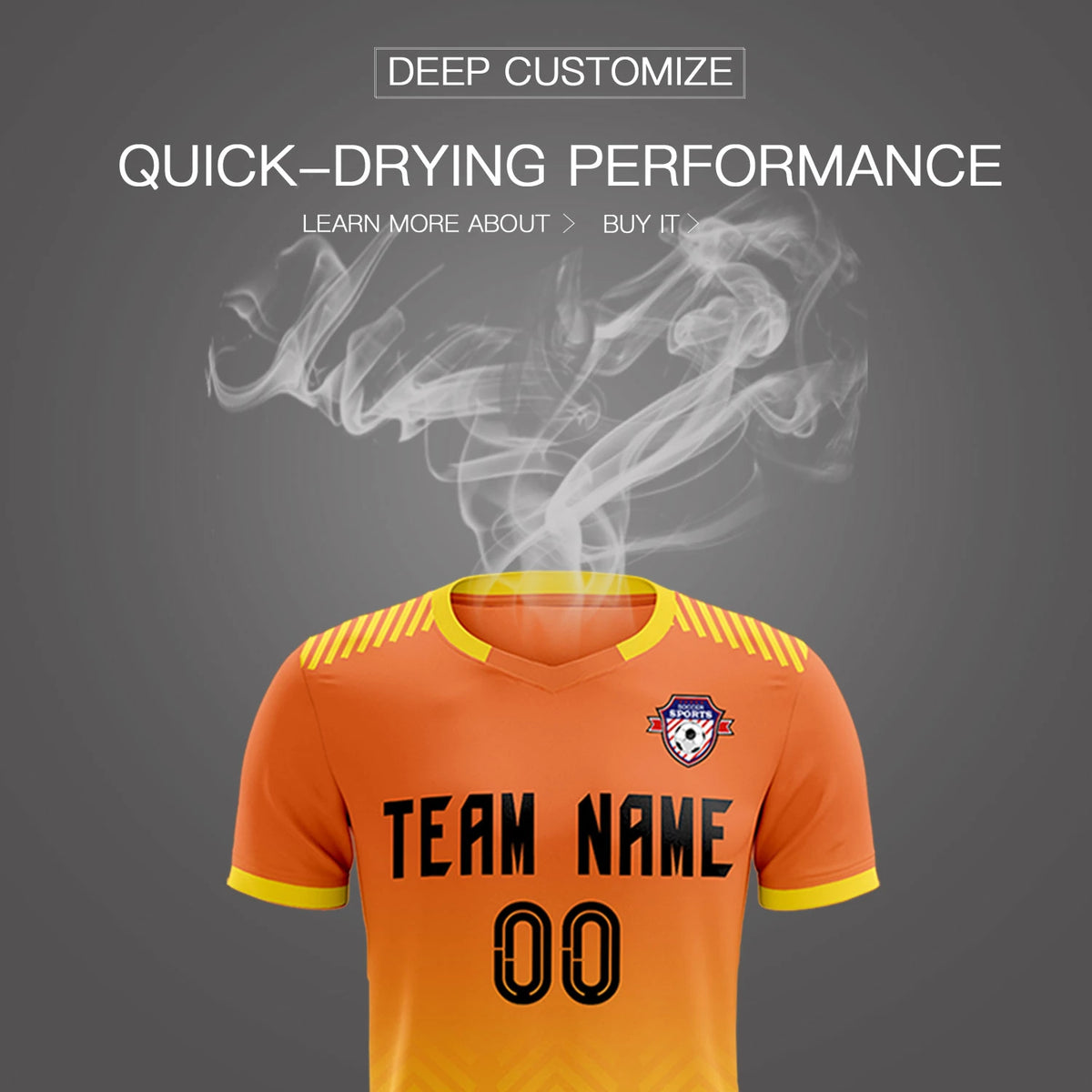 Custom Orange Gold01 Printing Sportswear Soccer Sets Jersey