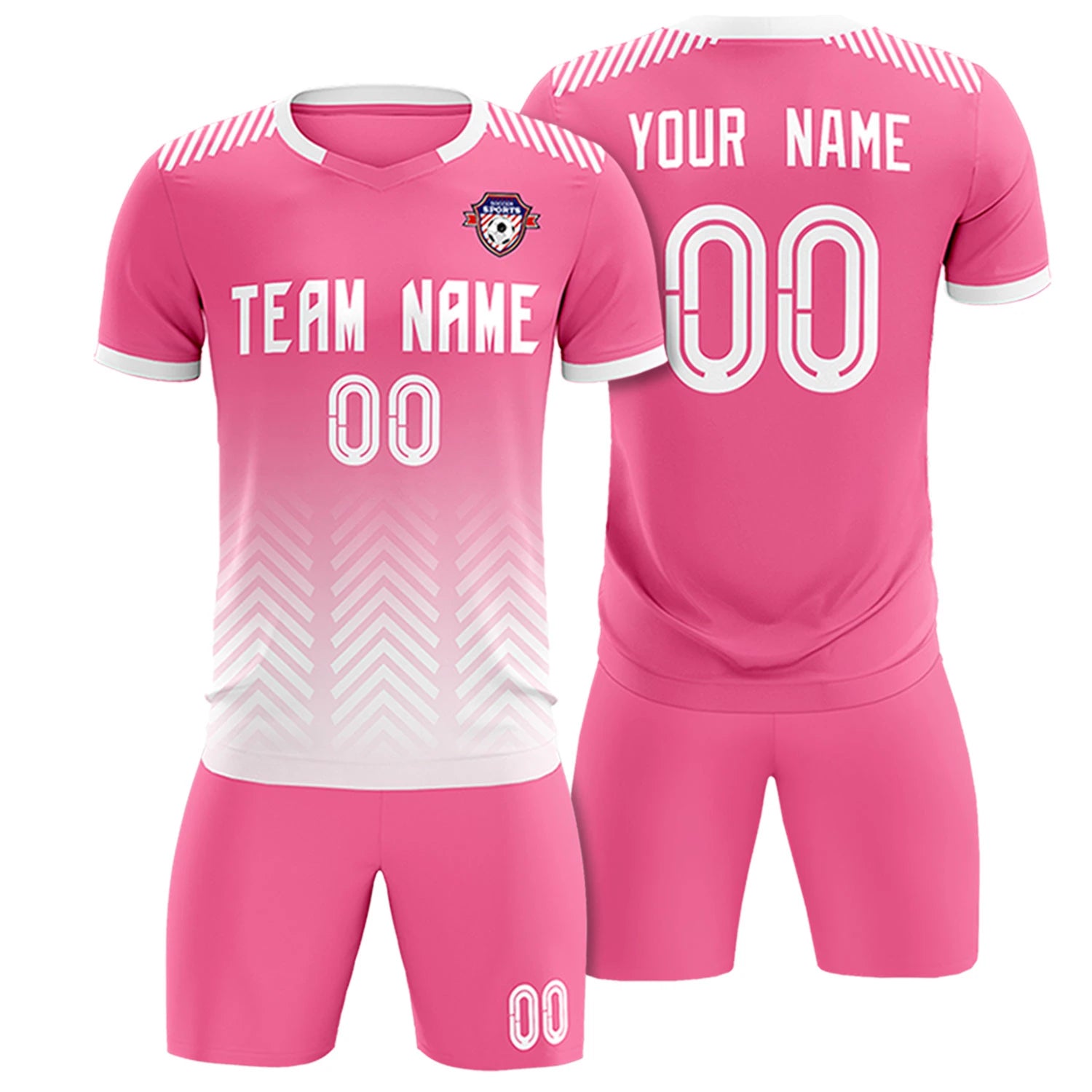 Custom Pink White Printing Sportswear Soccer Sets Jersey