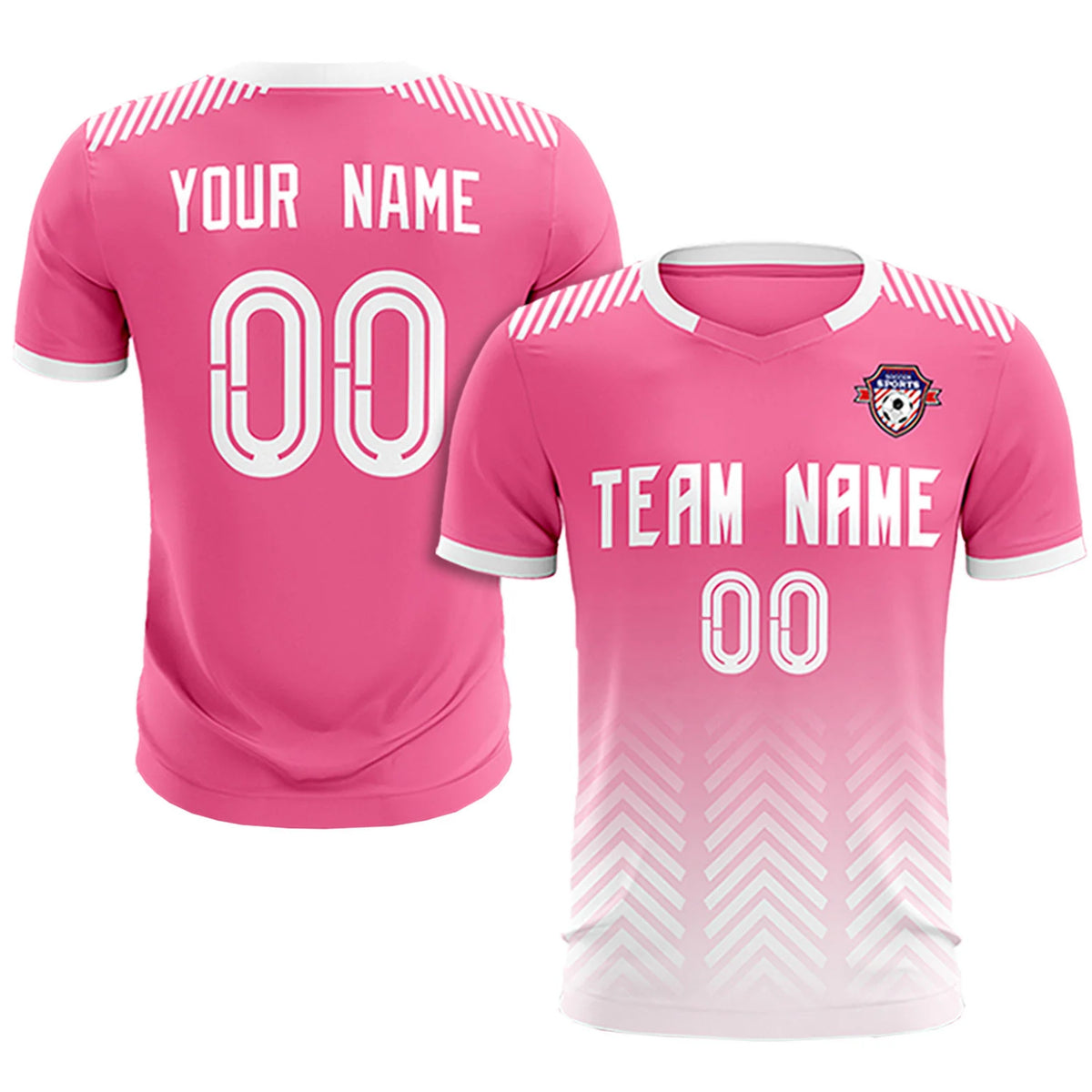 Custom Pink White Printing Sportswear Soccer Sets Jersey