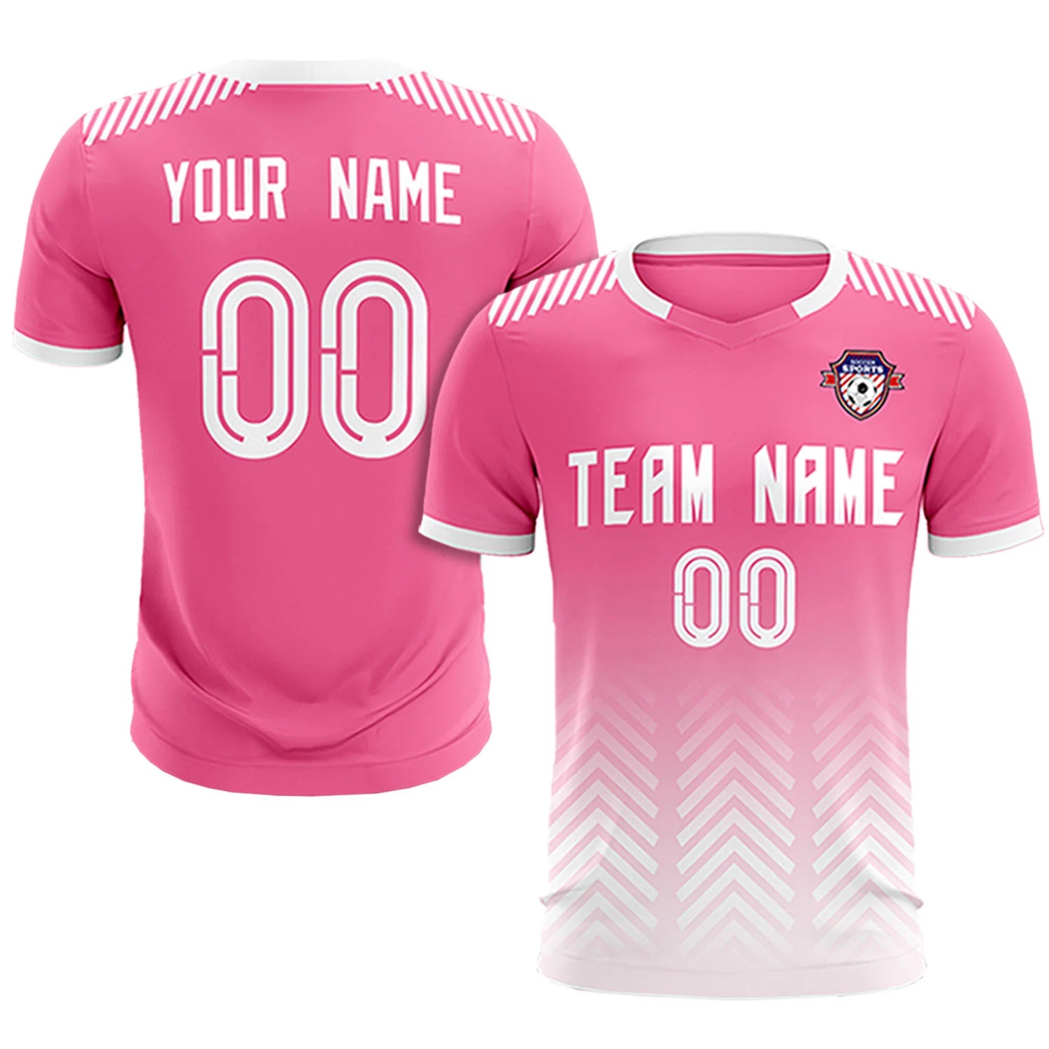 Custom Pink White Printing Sportswear Soccer Sets Jersey