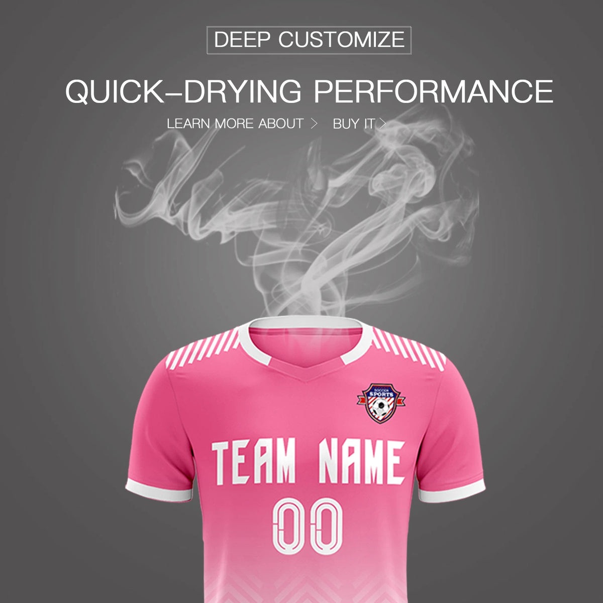Custom Pink White Printing Sportswear Soccer Sets Jersey