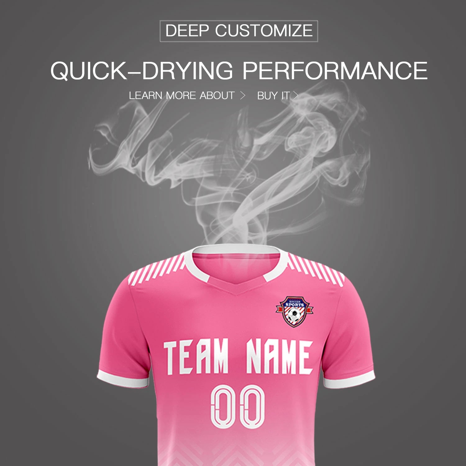 Custom Pink White Printing Sportswear Soccer Sets Jersey