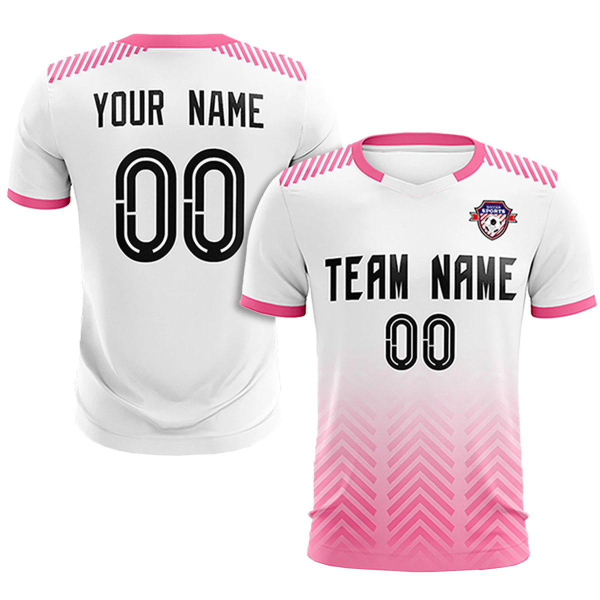 Custom White Pink Printing Sportswear Soccer Sets Jersey