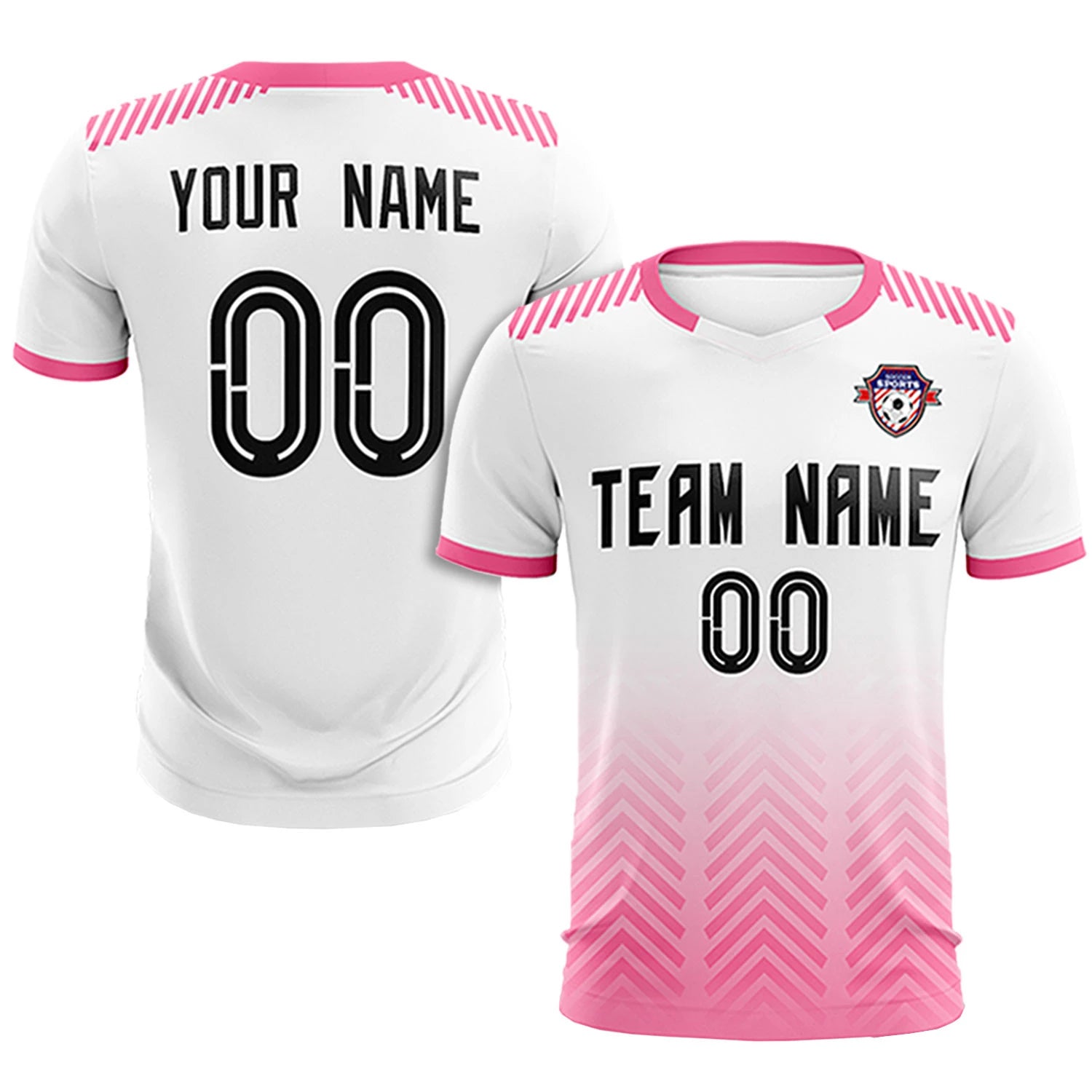 Custom White Pink Printing Sportswear Soccer Sets Jersey