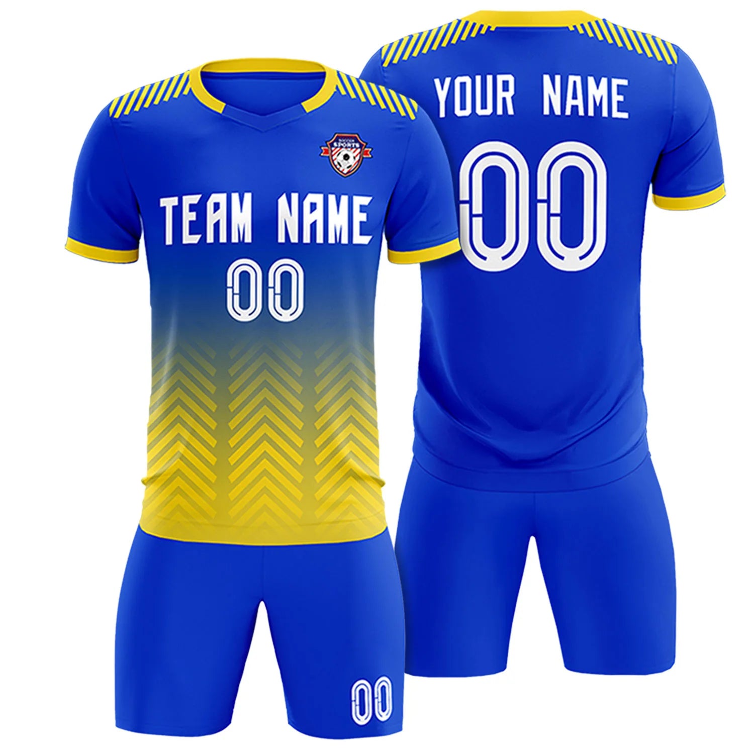 Custom Royal Blue Gold01 Printing Sportswear Soccer Sets Jersey