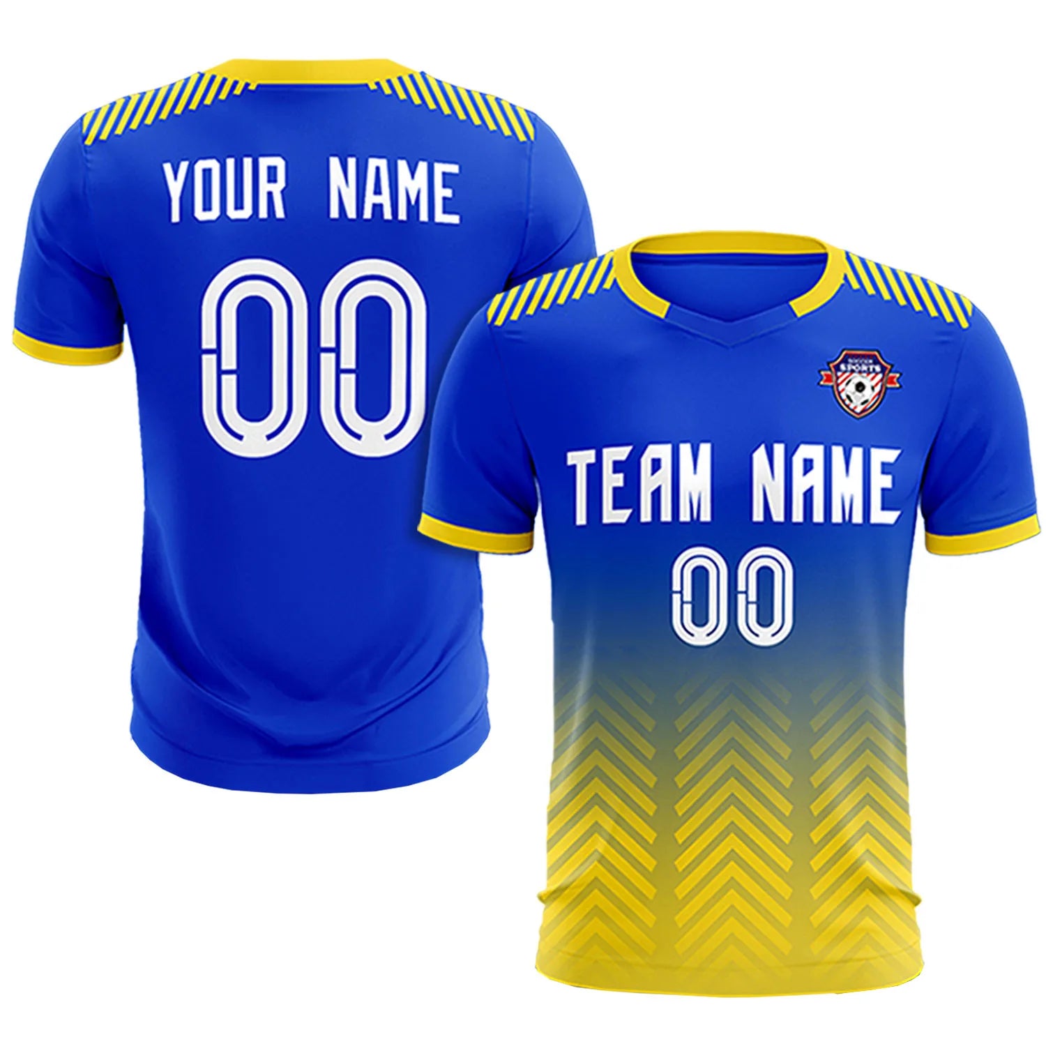 Custom Royal Blue Gold01 Printing Sportswear Soccer Sets Jersey