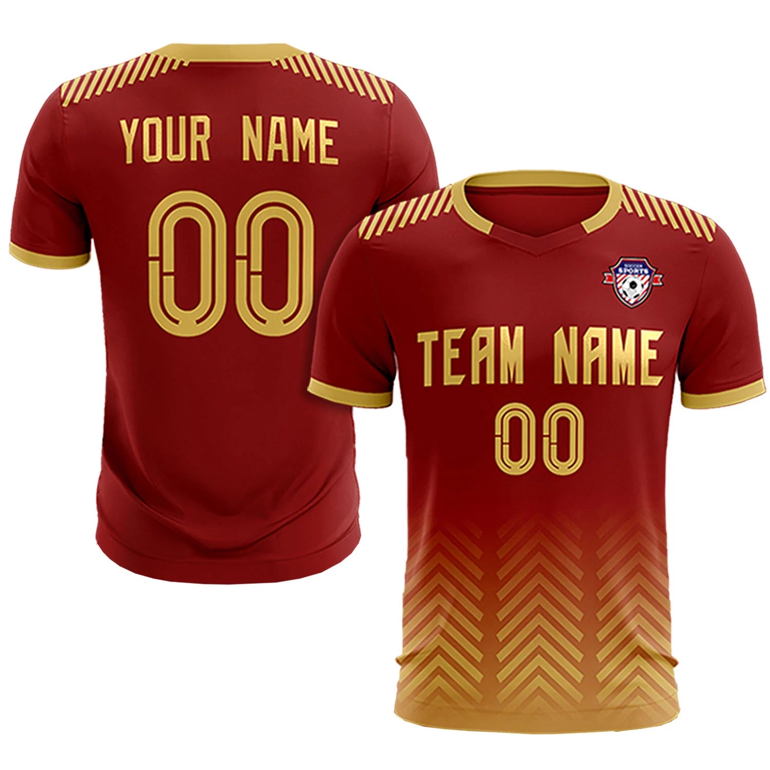 Custom Crimson Khaki Printing Sportswear Soccer Sets Jersey