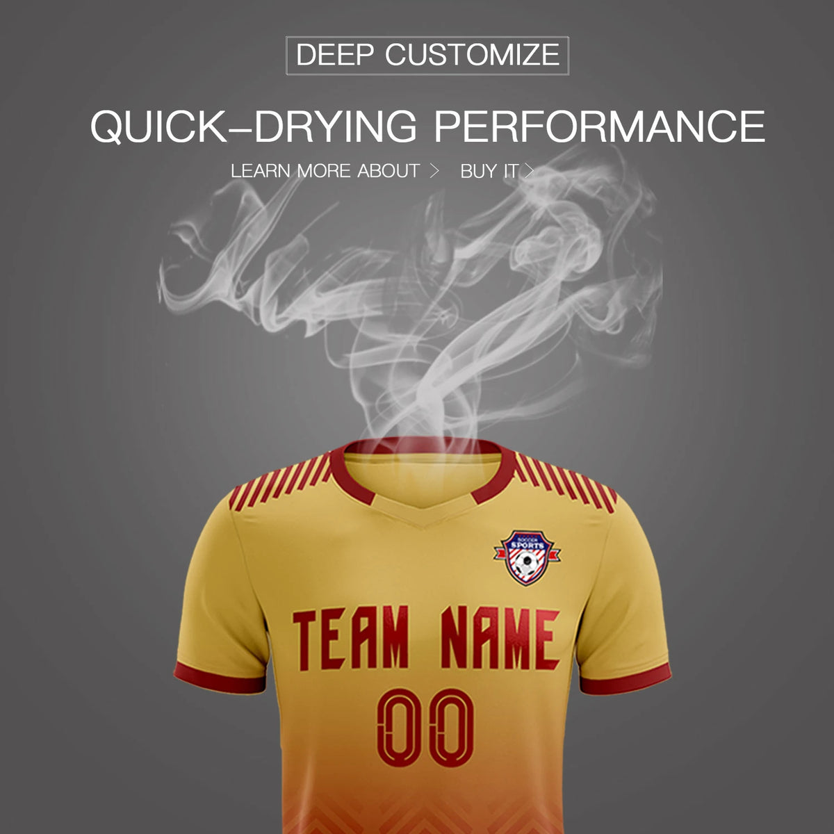 Custom Khaki Crimson Printing Sportswear Soccer Sets Jersey