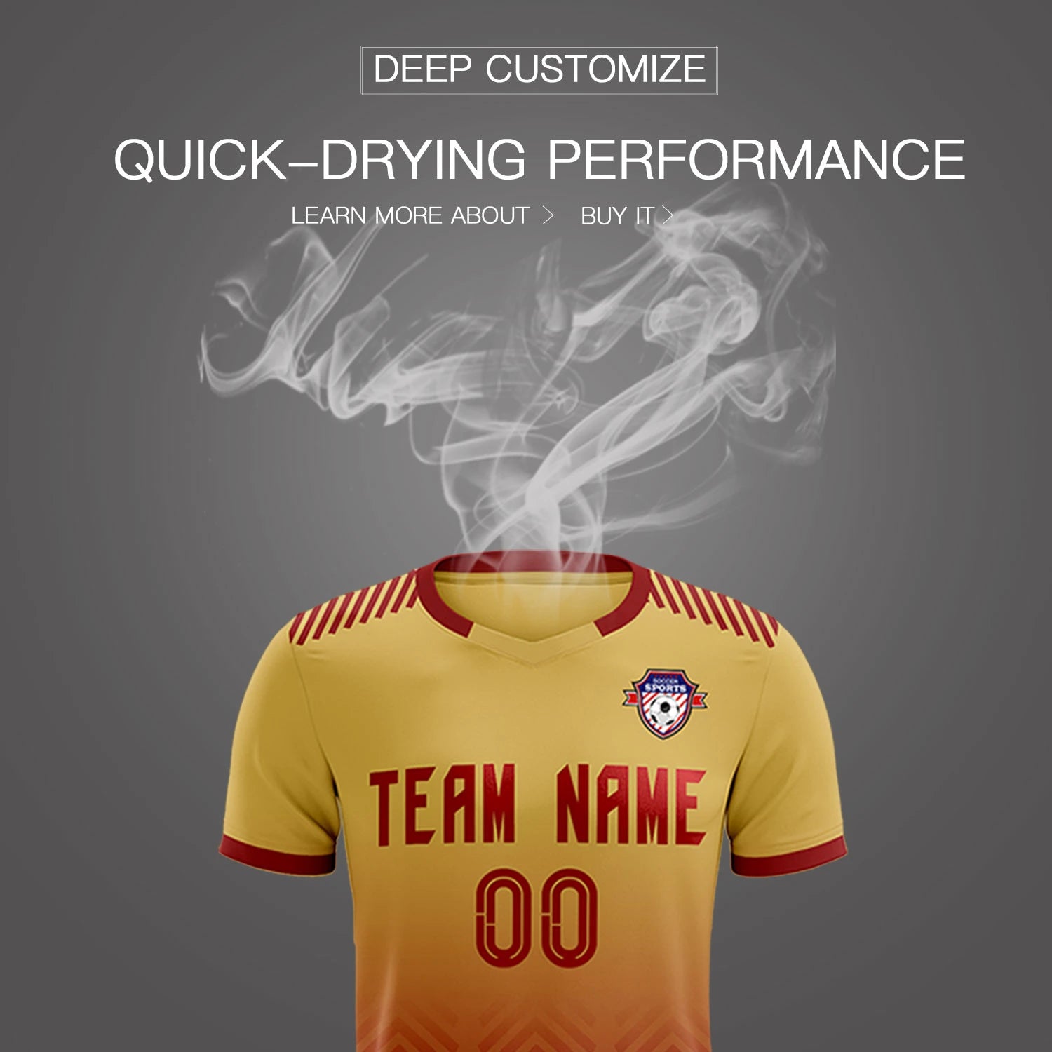 Custom Khaki Crimson Printing Sportswear Soccer Sets Jersey