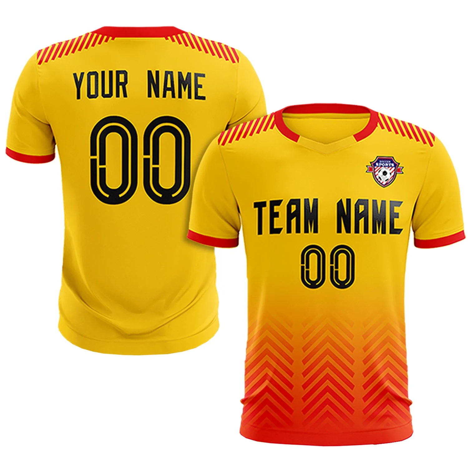 Custom Gold01 Red Printing Sportswear Soccer Sets Jersey