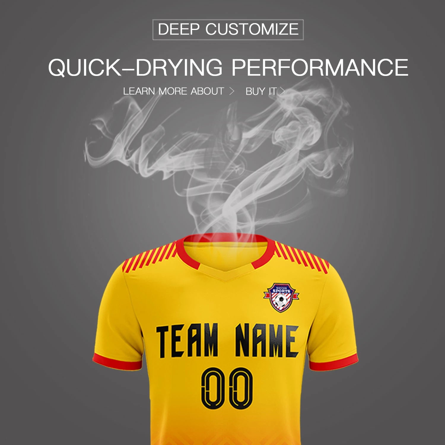 Custom Gold01 Red Printing Sportswear Soccer Sets Jersey