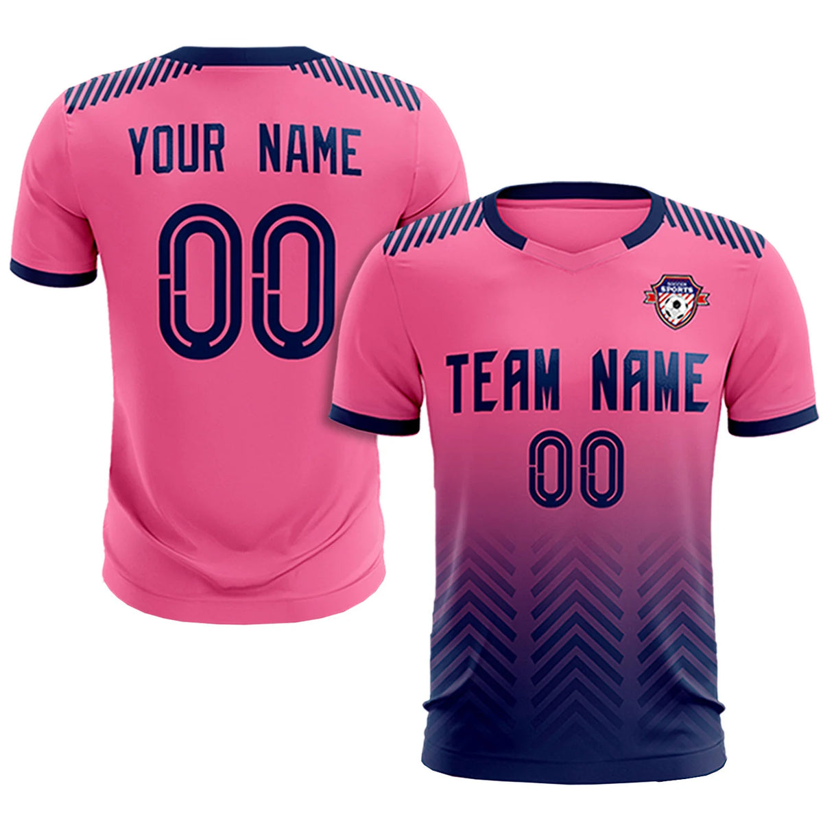 Custom Pink Navy Printing Sportswear Soccer Sets Jersey