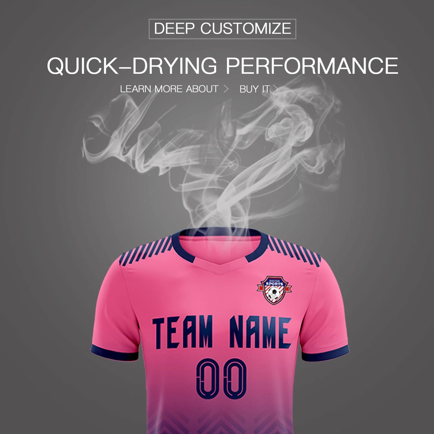 Custom Pink Navy Printing Sportswear Soccer Sets Jersey