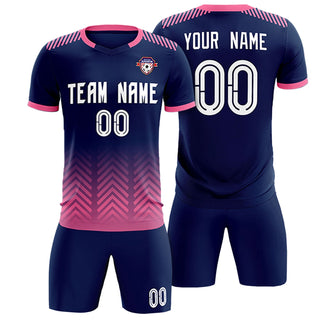 Conjuntos de camisetas de fútbol con estampado personalizado de color rosa marino y ropa deportiva - Estilo 1
