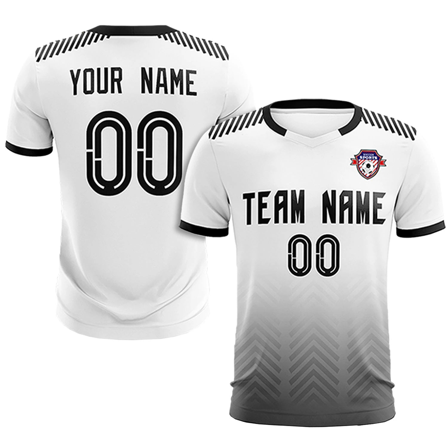 Custom White Black Printing Sportswear Soccer Sets Jersey
