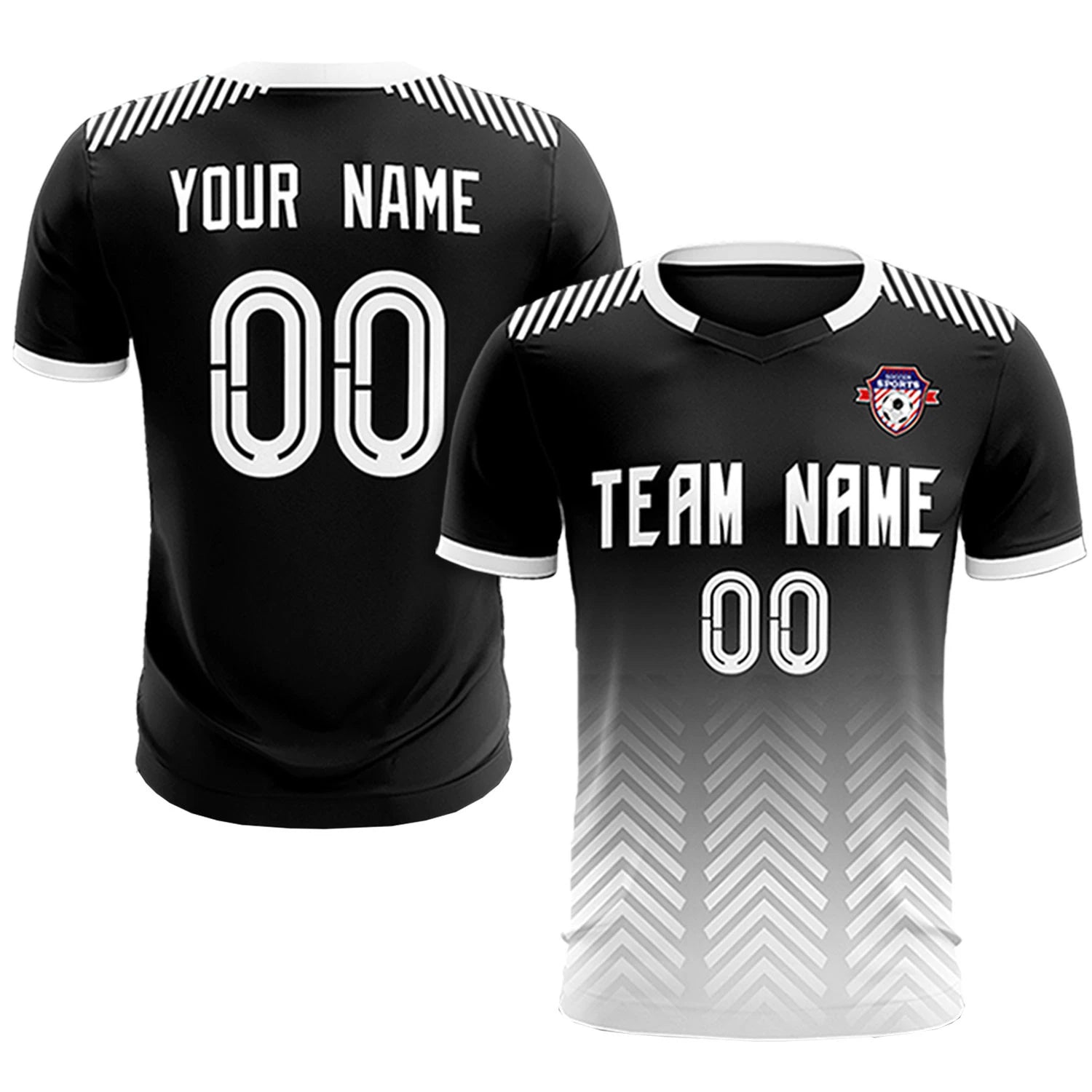 Custom Black White Printing Sportswear Soccer Sets Jersey