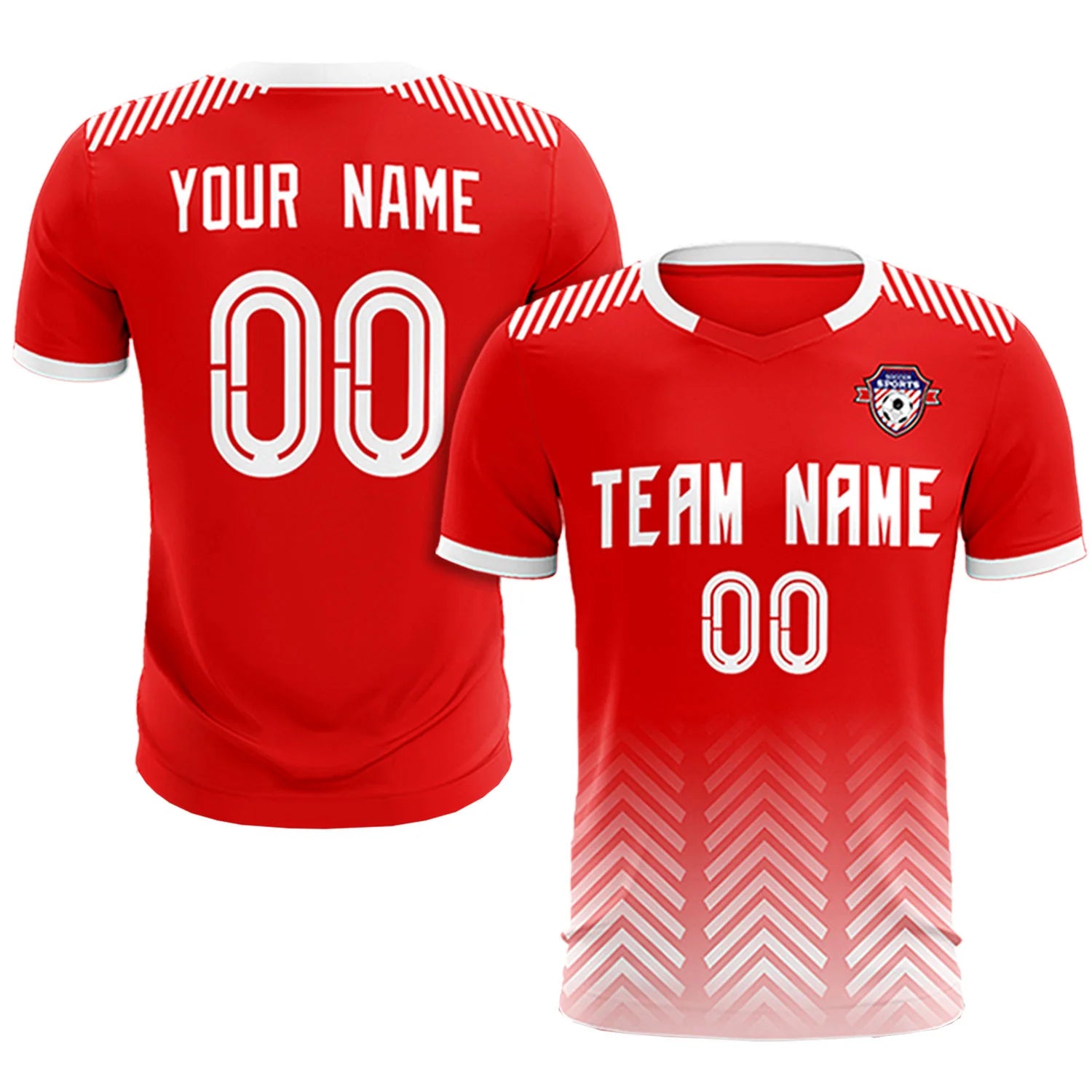 Custom Red White Printing Sportswear Soccer Sets Jersey
