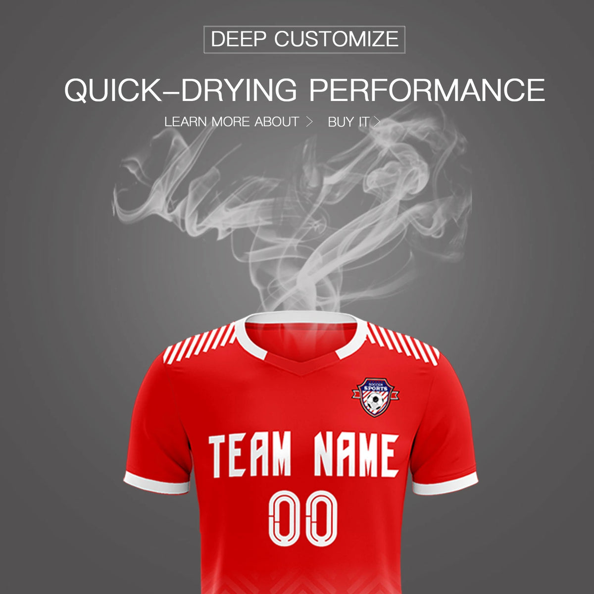 Custom Red White Printing Sportswear Soccer Sets Jersey