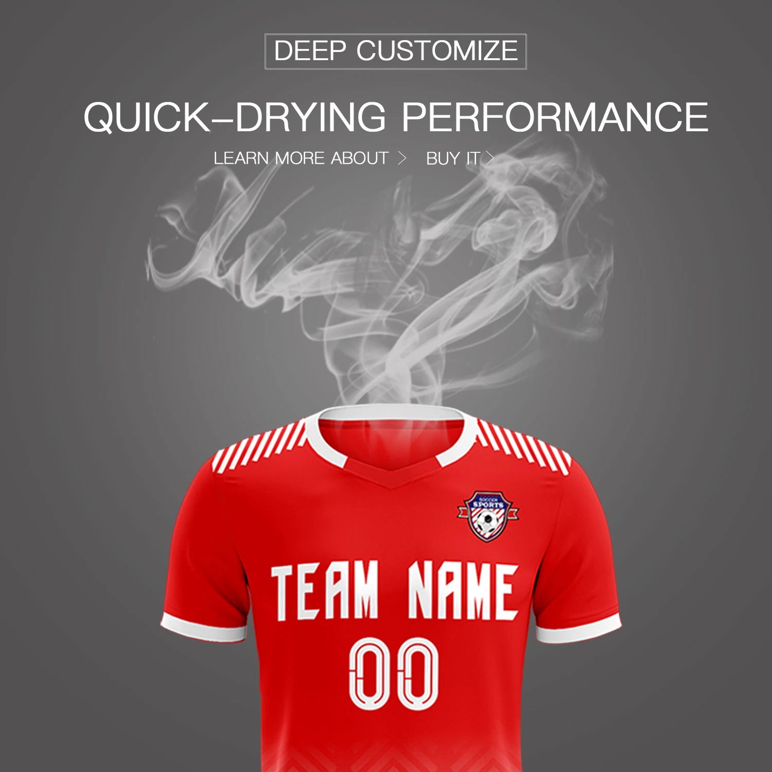 Custom Red White Printing Sportswear Soccer Sets Jersey