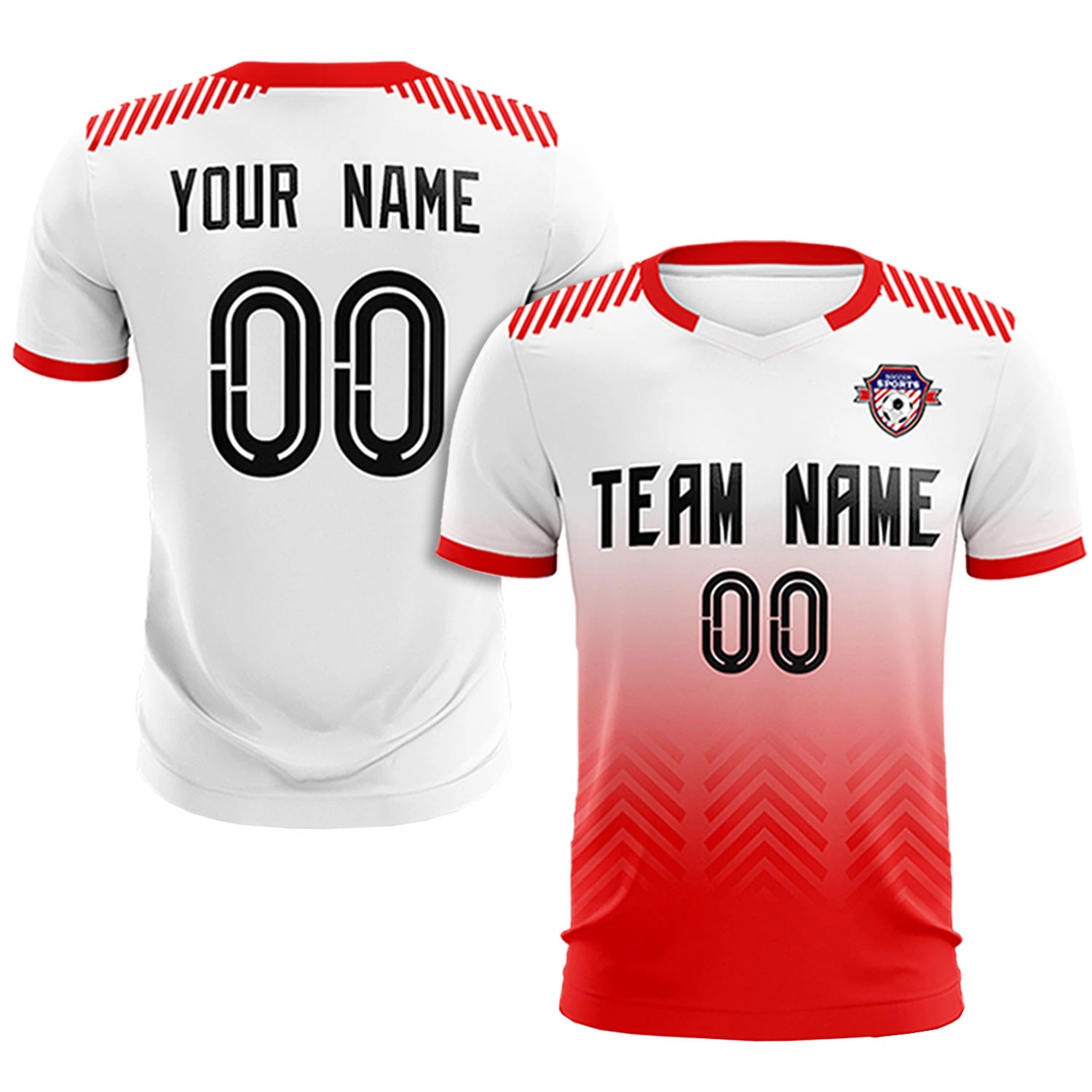 Custom White Red Printing Sportswear Soccer Sets Jersey