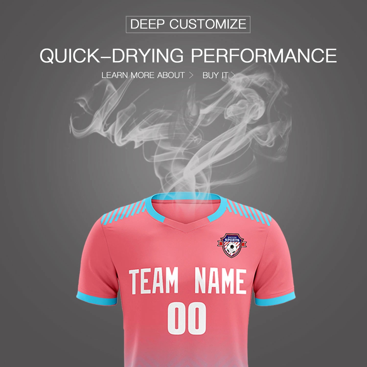 Custom Light Pink Sky Blue Printing Sportswear Soccer Sets Jersey