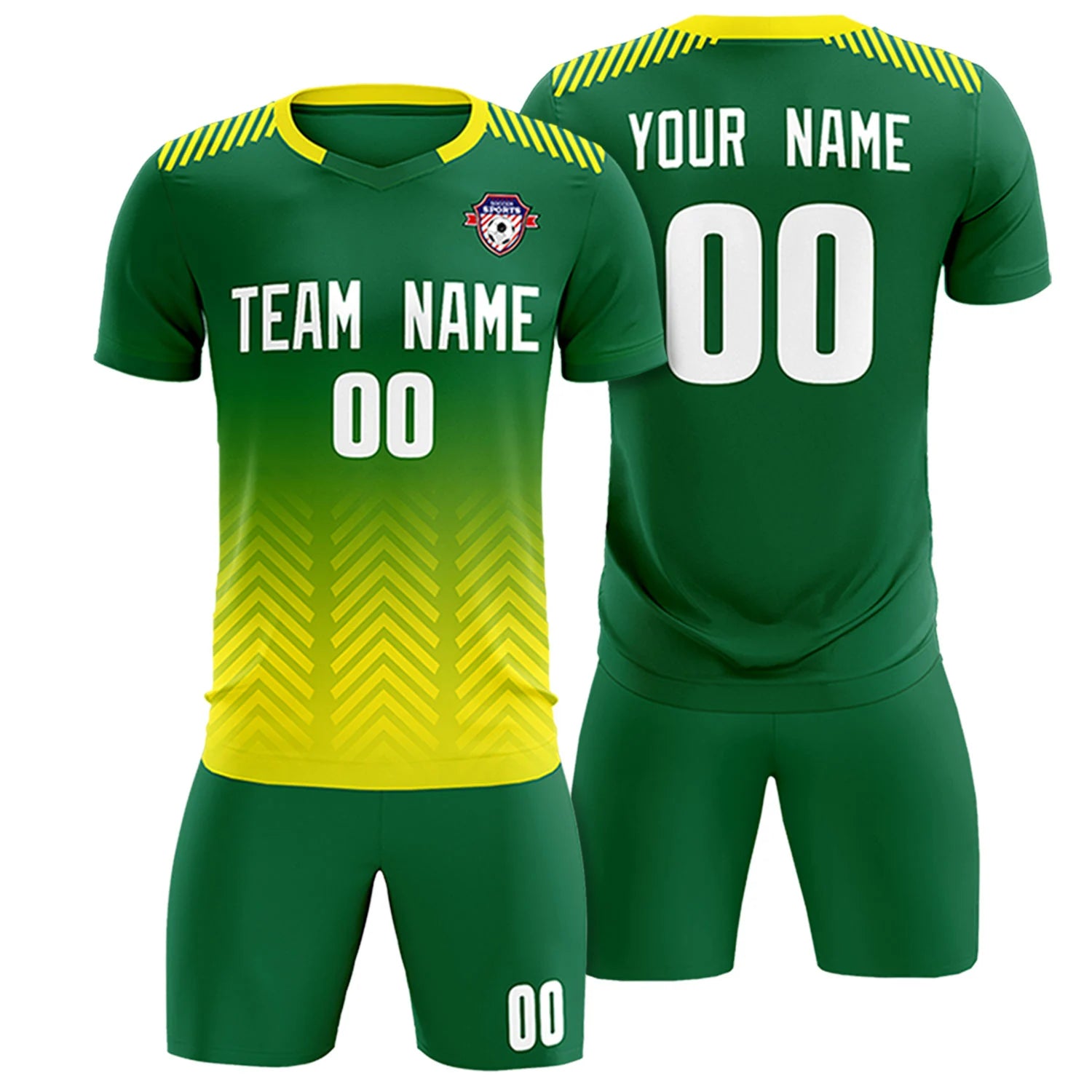 Custom Kelly Green Gold01 Printing Sportswear Soccer Sets Jersey