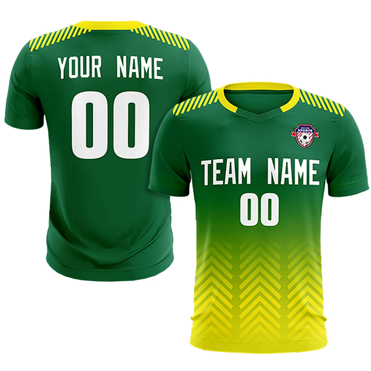 Custom Kelly Green Gold01 Printing Sportswear Soccer Sets Jersey