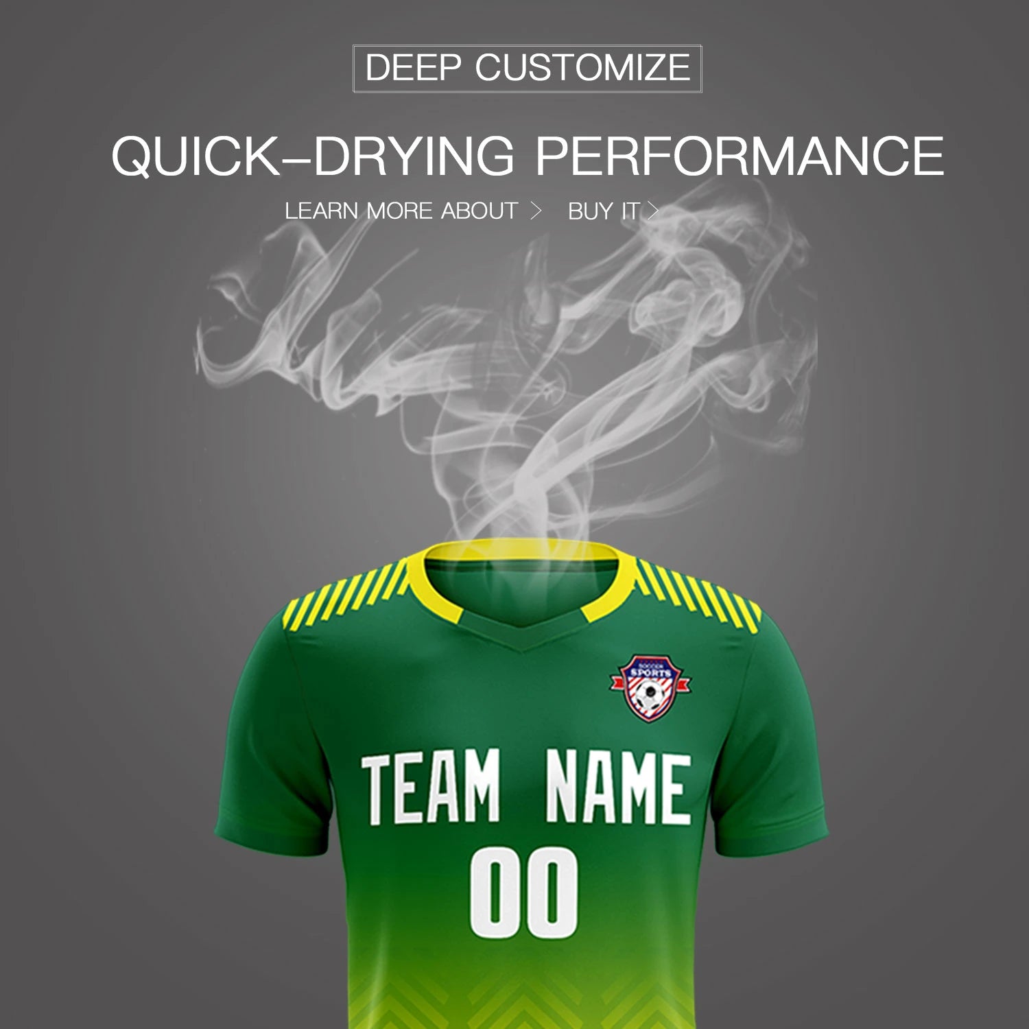 Custom Kelly Green Gold01 Printing Sportswear Soccer Sets Jersey