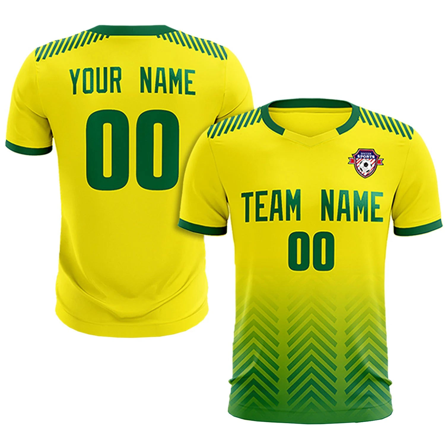 Custom Gold01 Kelly Green Printing Sportswear Soccer Sets Jersey