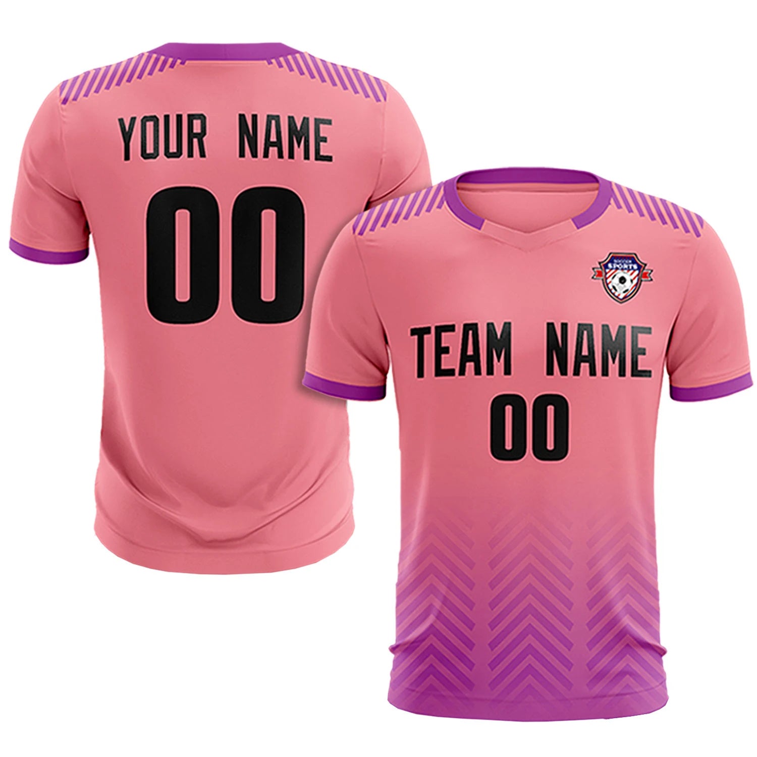 Custom Light Pink Purple Printing Sportswear Soccer Sets Jersey