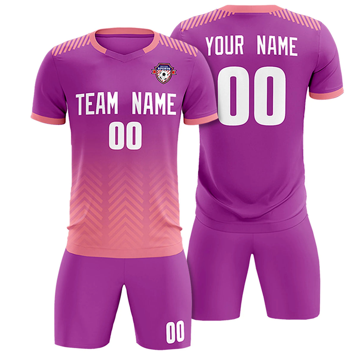 Custom Purple Light Pink Printing Sportswear Soccer Sets Jersey