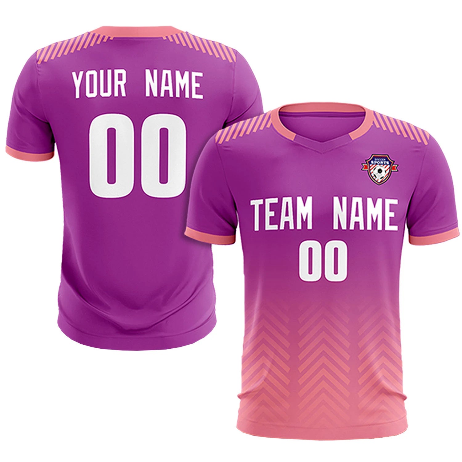 Custom Purple Light Pink Printing Sportswear Soccer Sets Jersey