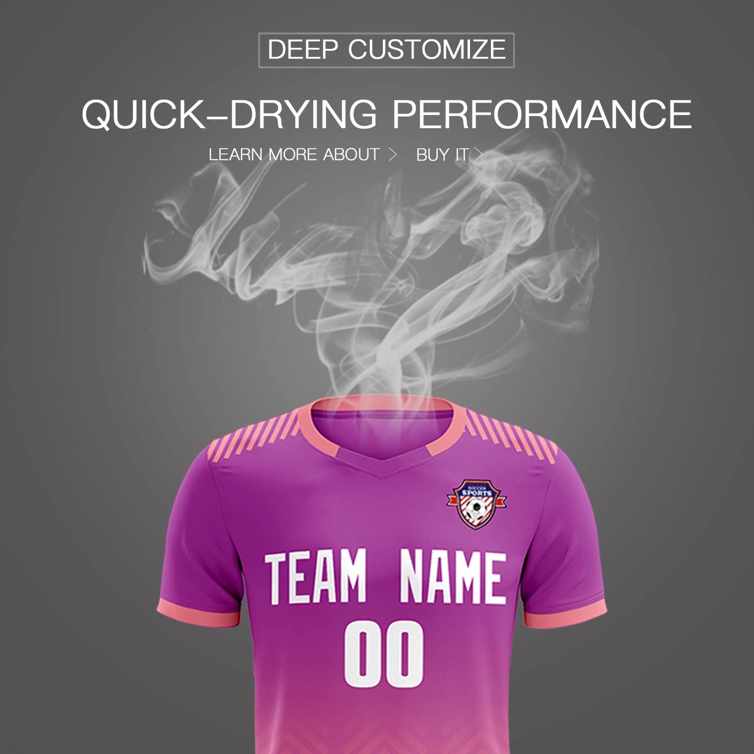 Custom Purple Light Pink Printing Sportswear Soccer Sets Jersey