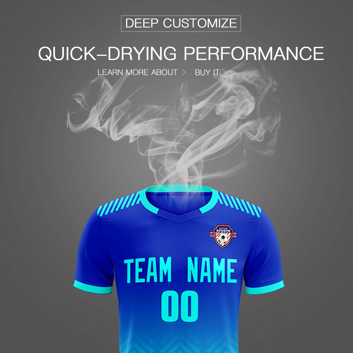 Custom Royal Blue Bright Green Printing Sportswear Soccer Sets Jersey