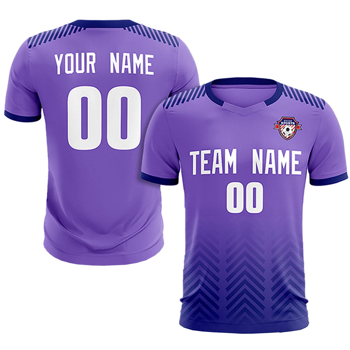 Custom Light Purple Navy Printing Sportswear Soccer Sets Jersey
