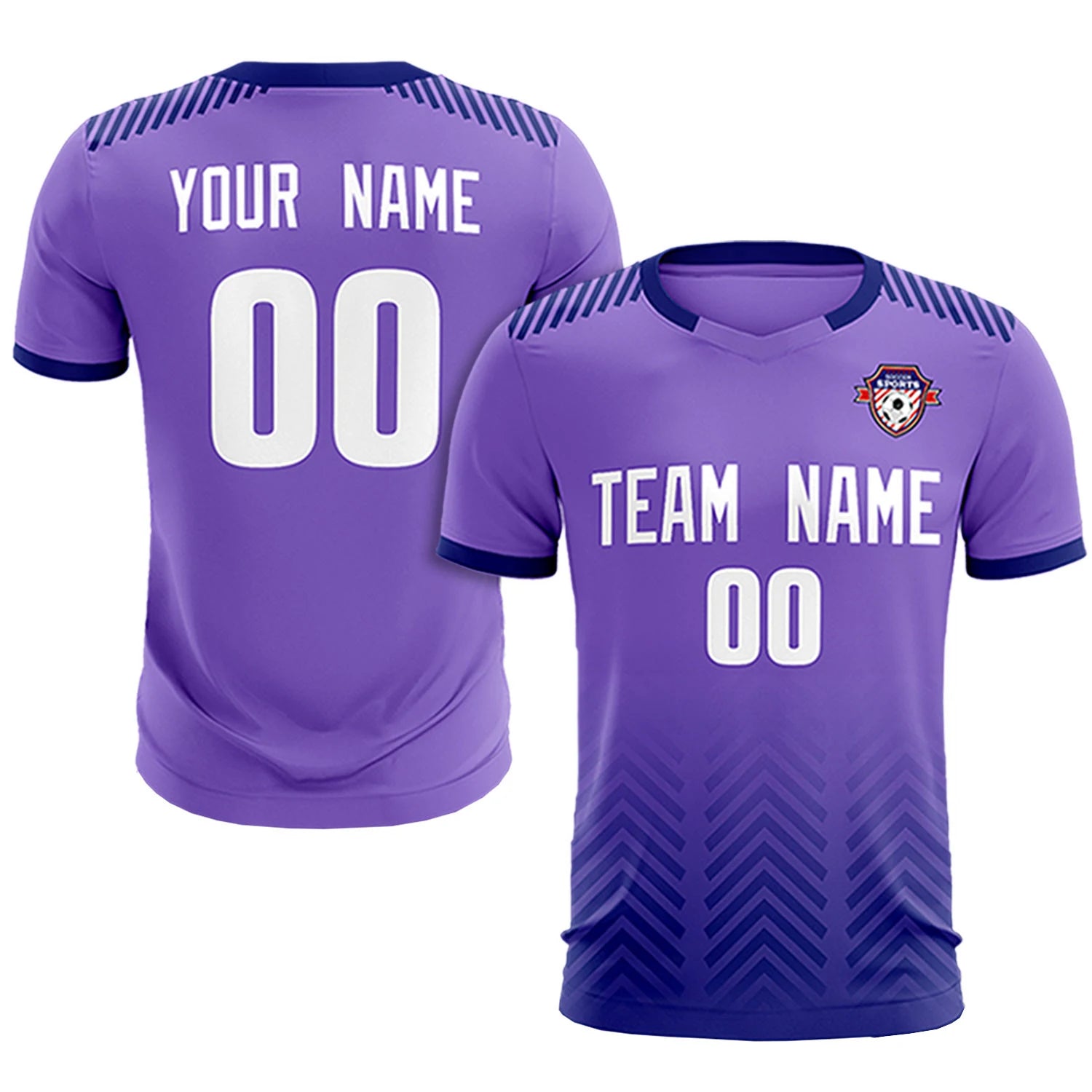 Custom Light Purple Navy Printing Sportswear Soccer Sets Jersey