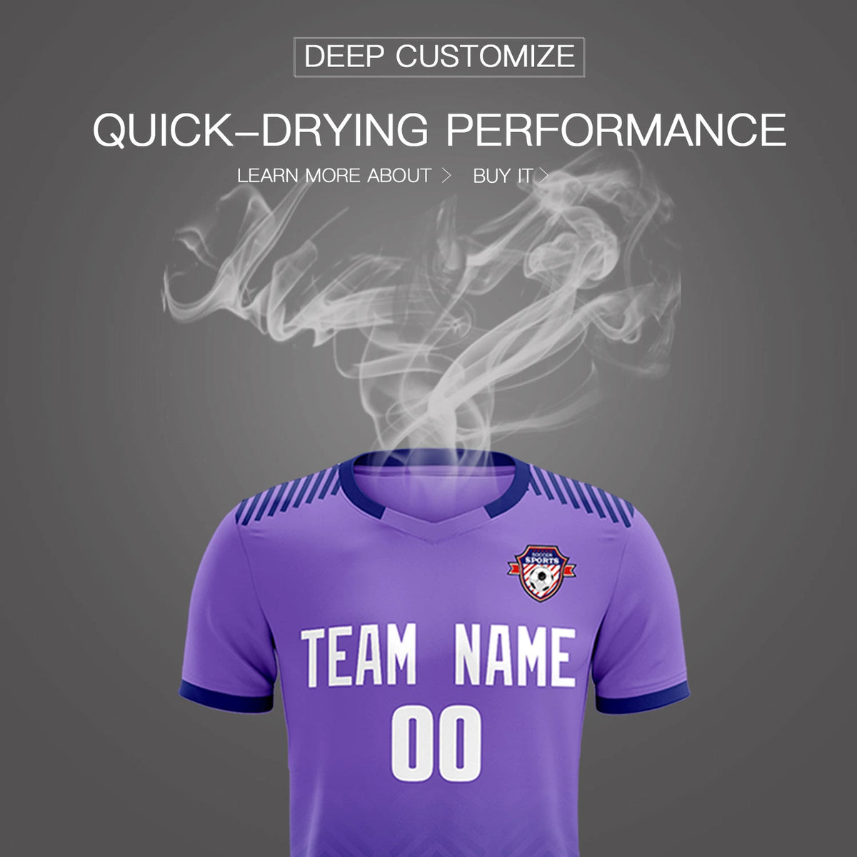 Custom Light Purple Navy Printing Sportswear Soccer Sets Jersey