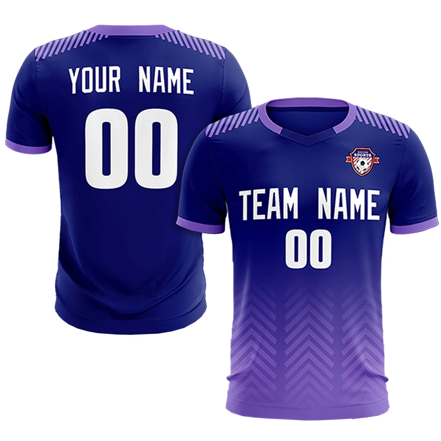 Custom Light Purple Purple Printing Sportswear Soccer Sets Jersey