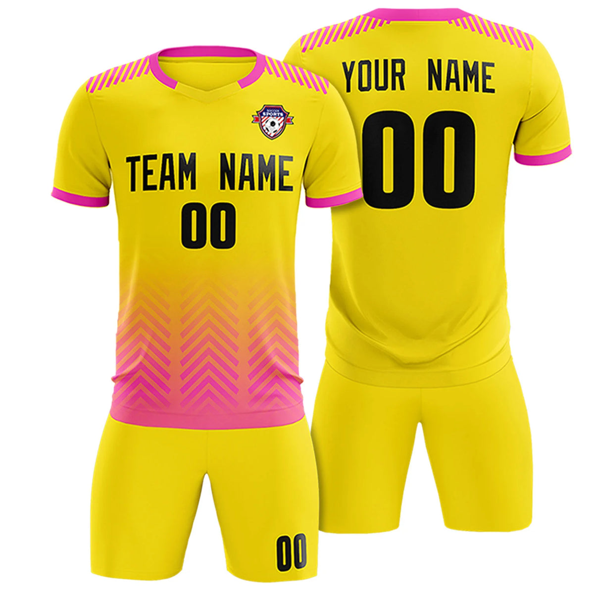 Custom Gold01 Pink Printing Sportswear Soccer Sets Jersey