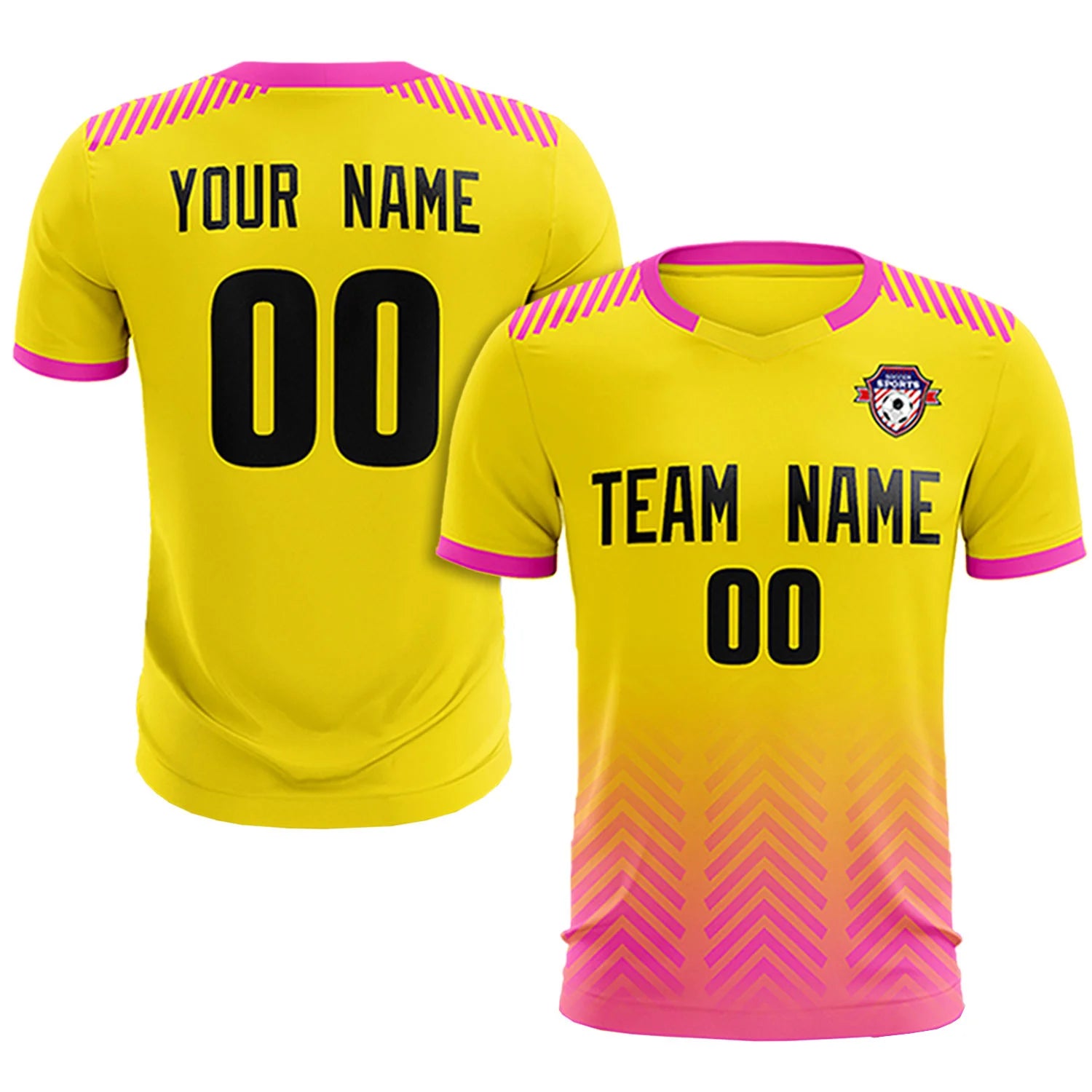 Custom Gold01 Pink Printing Sportswear Soccer Sets Jersey