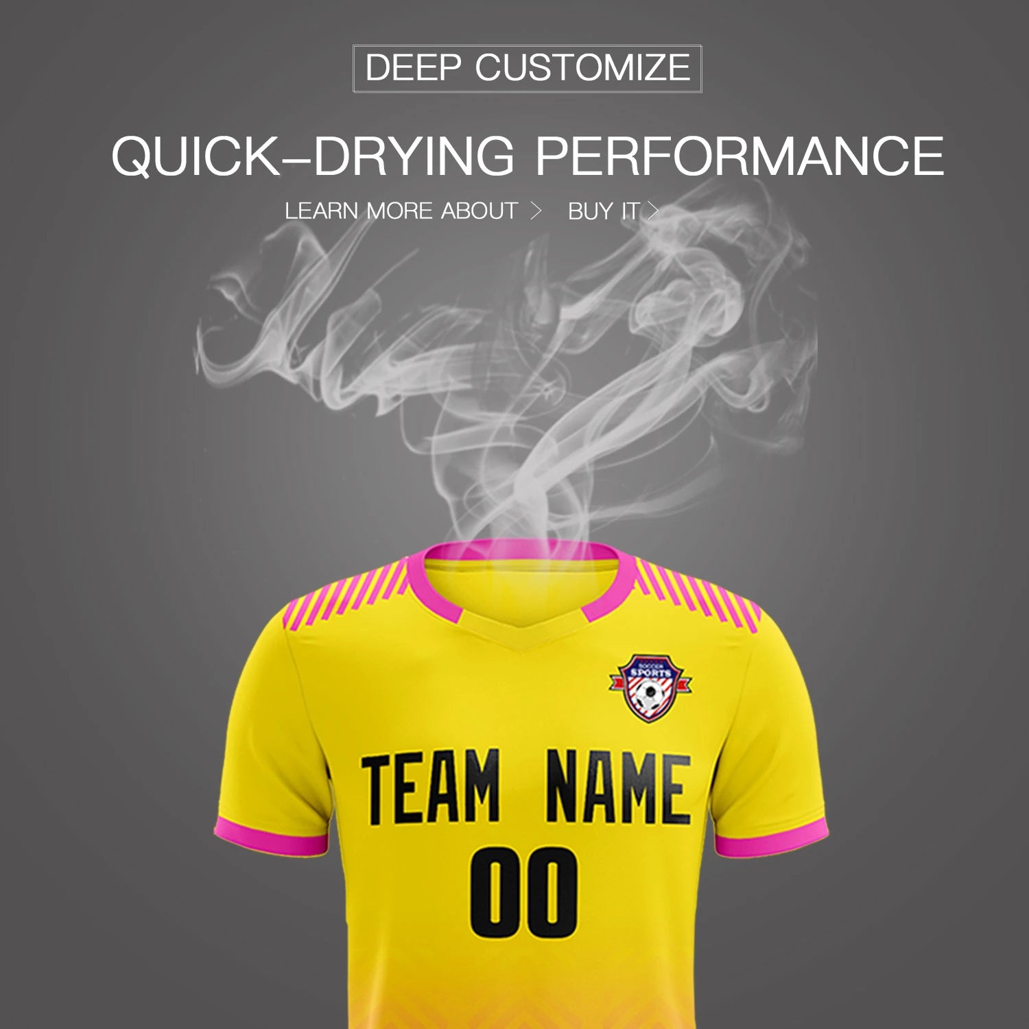 Custom Gold01 Pink Printing Sportswear Soccer Sets Jersey
