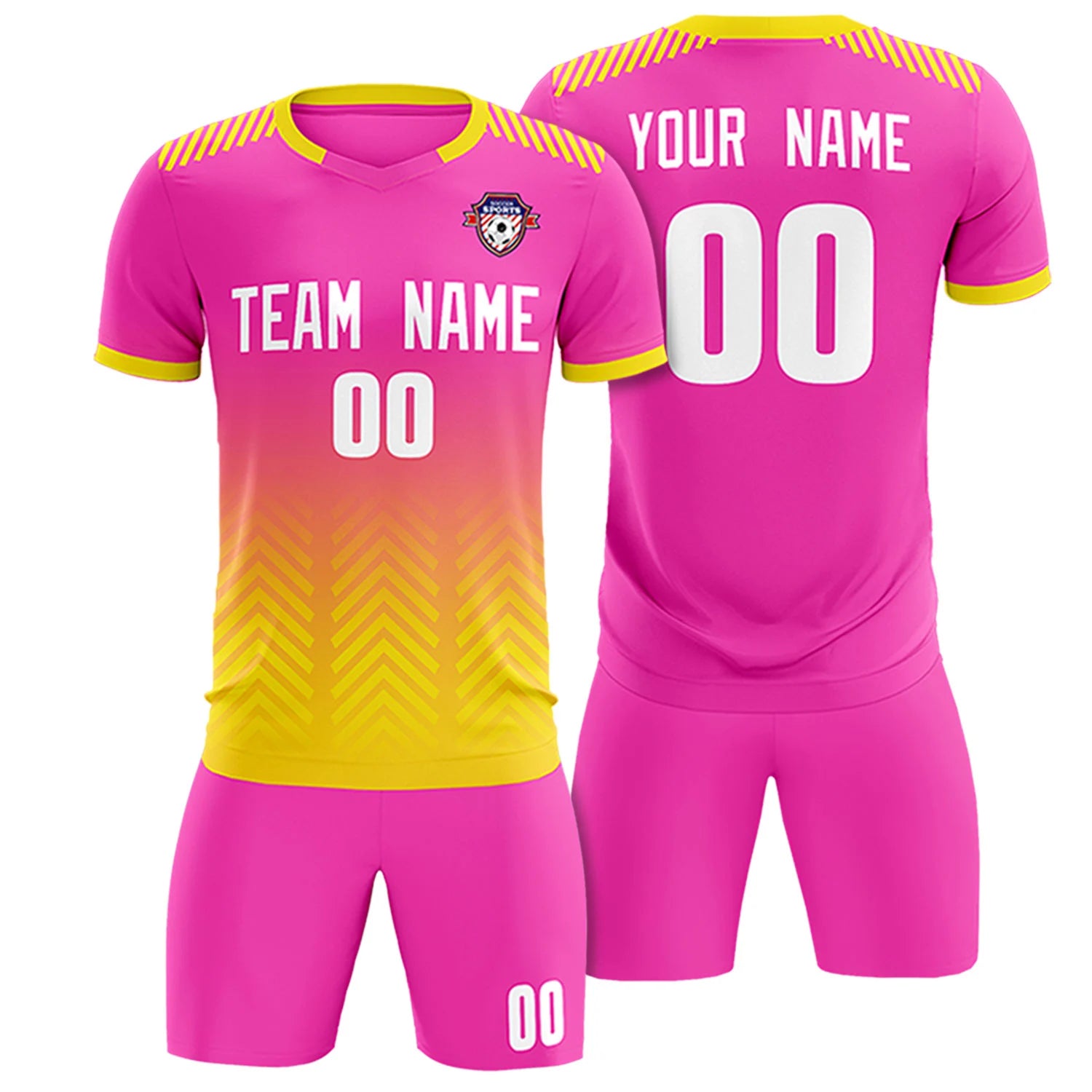 Custom Pink Gold01 Printing Sportswear Soccer Sets Jersey