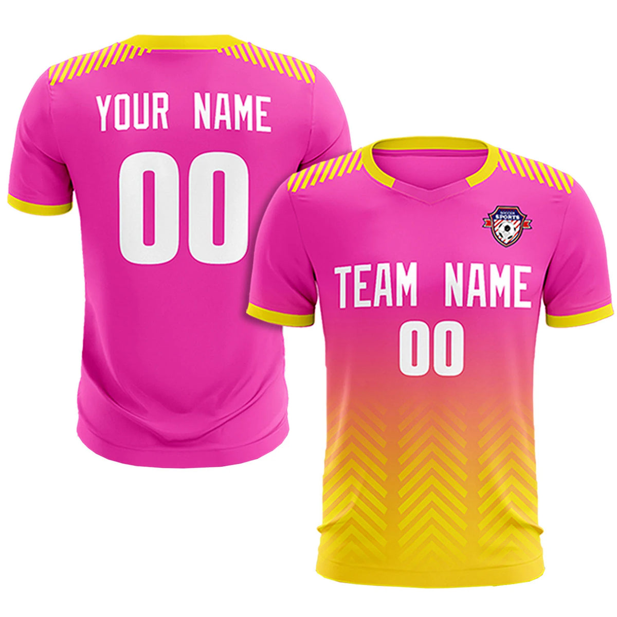 Custom Pink Gold01 Printing Sportswear Soccer Sets Jersey