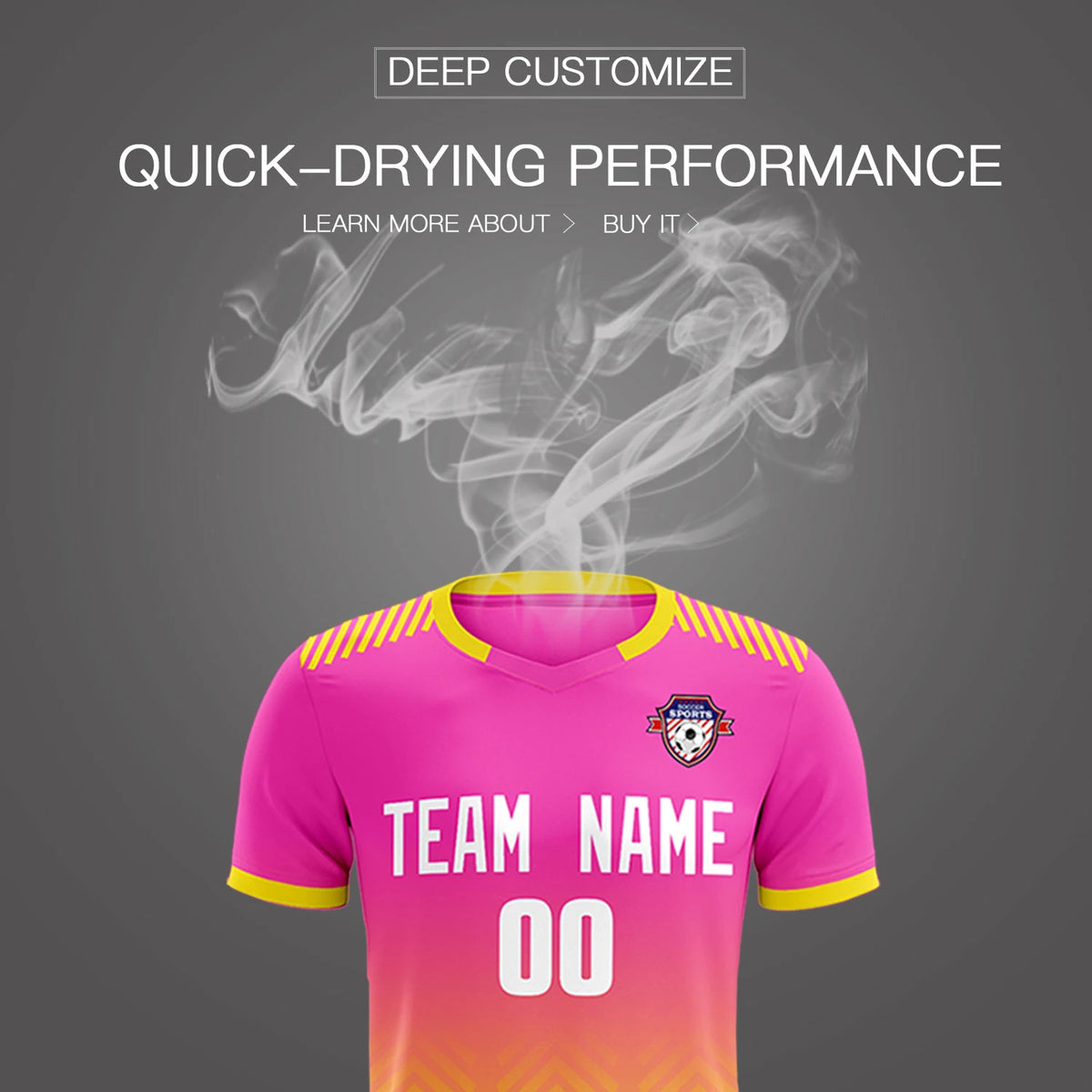 Custom Pink Gold01 Printing Sportswear Soccer Sets Jersey