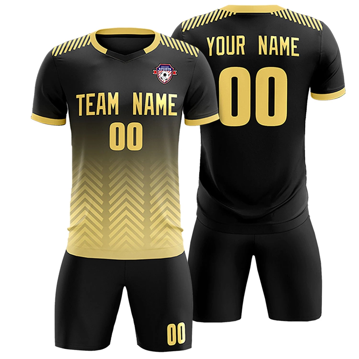 Custom Black Khaki Printing Sportswear Soccer Sets Jersey